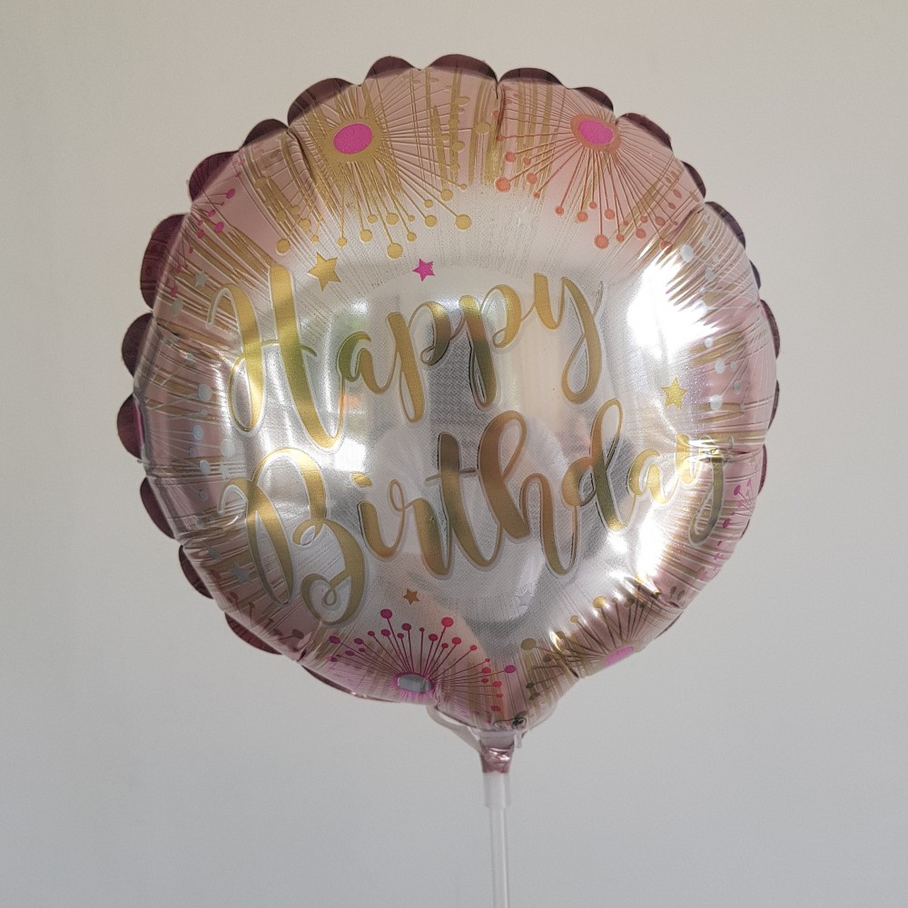 Happy Birthday Balloon - Pink/Gold