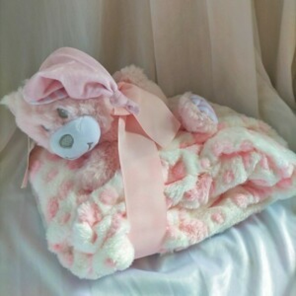 Snuggles Blanket with Bear - Pink