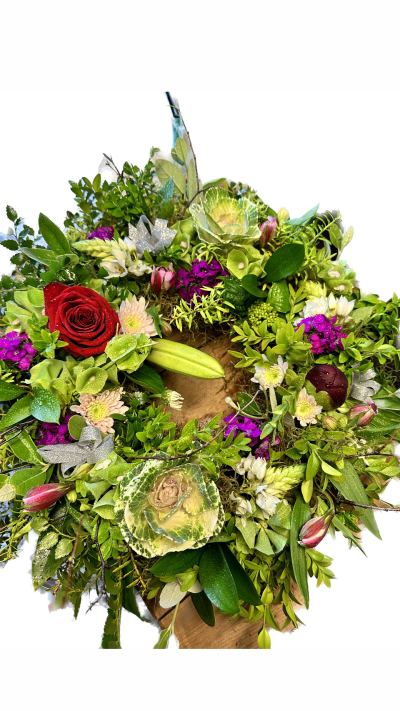 Fresh Flower Wreath - A beautiful statement piece created with long lasting flowers. Can be made into specific colours just add it into the special instructions.