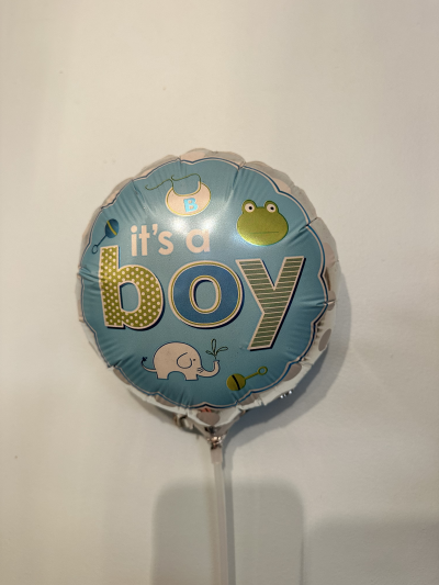 Its A Boy Balloon - 9in Its A Boy Icons Balloon. Air Filled. Cup and Stick included. 9in.