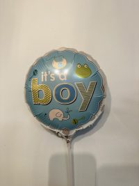 Its A Boy Balloon - 9in Its A Boy Icons Balloon. Air Filled. Cup and Stick included. 9in.