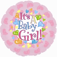 It's A Girl Balloon - 9in It's A Girl Baby Icons. Air Filled. Cup and Stick included. 9in.